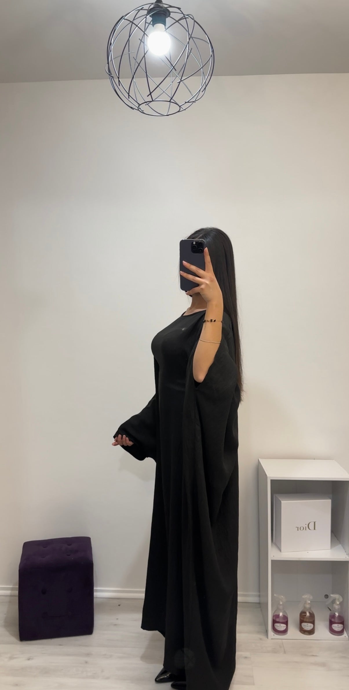 Abaya Hind cintrée à la taille noire