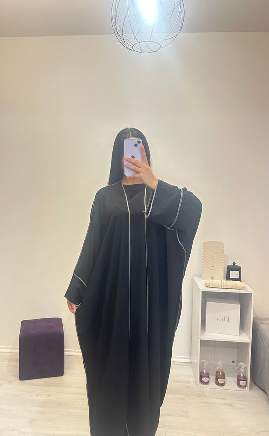 Ensemble Abaya kimono 3 pièces, noir