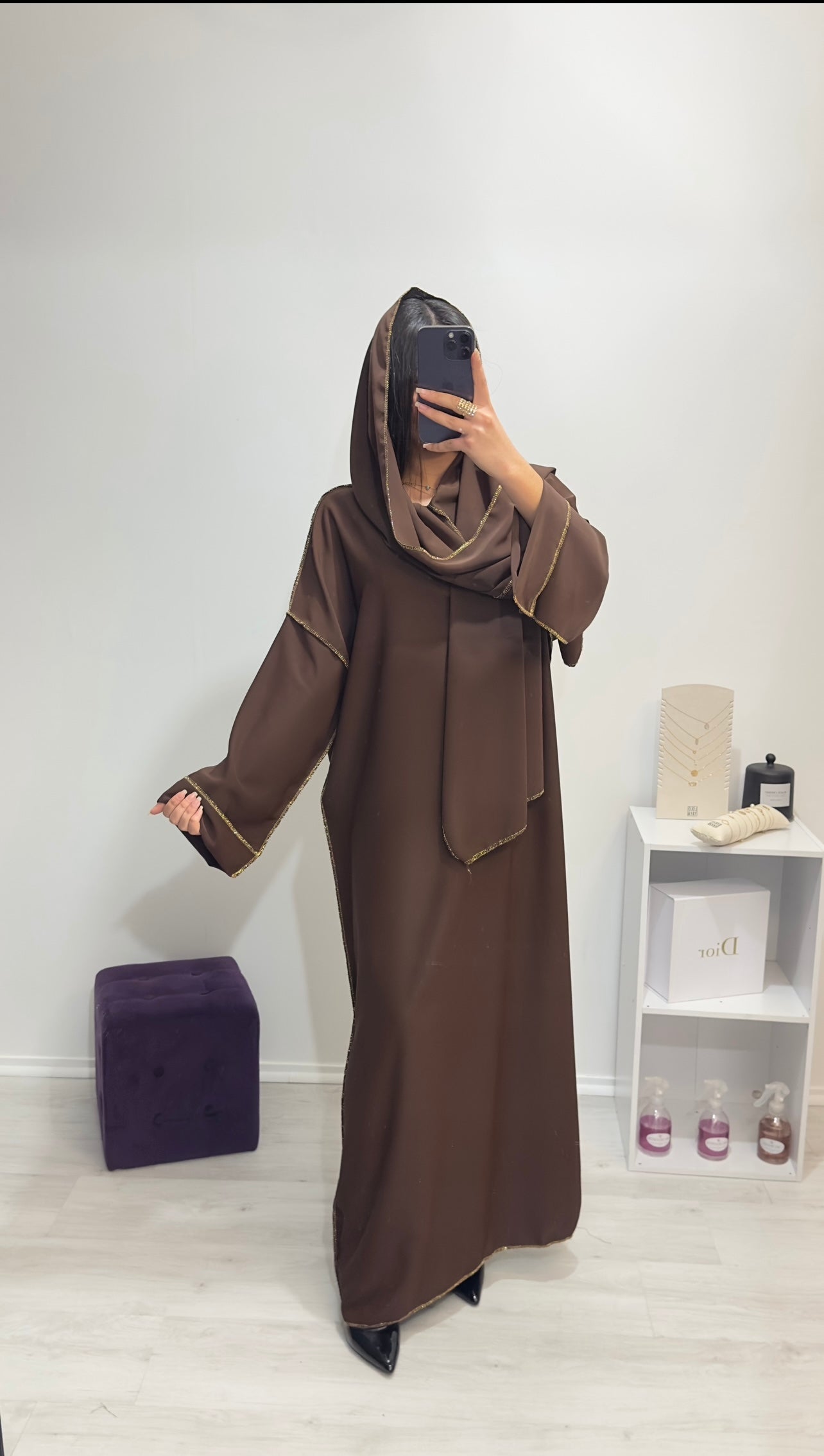 ABAYA NAWEL MARRON