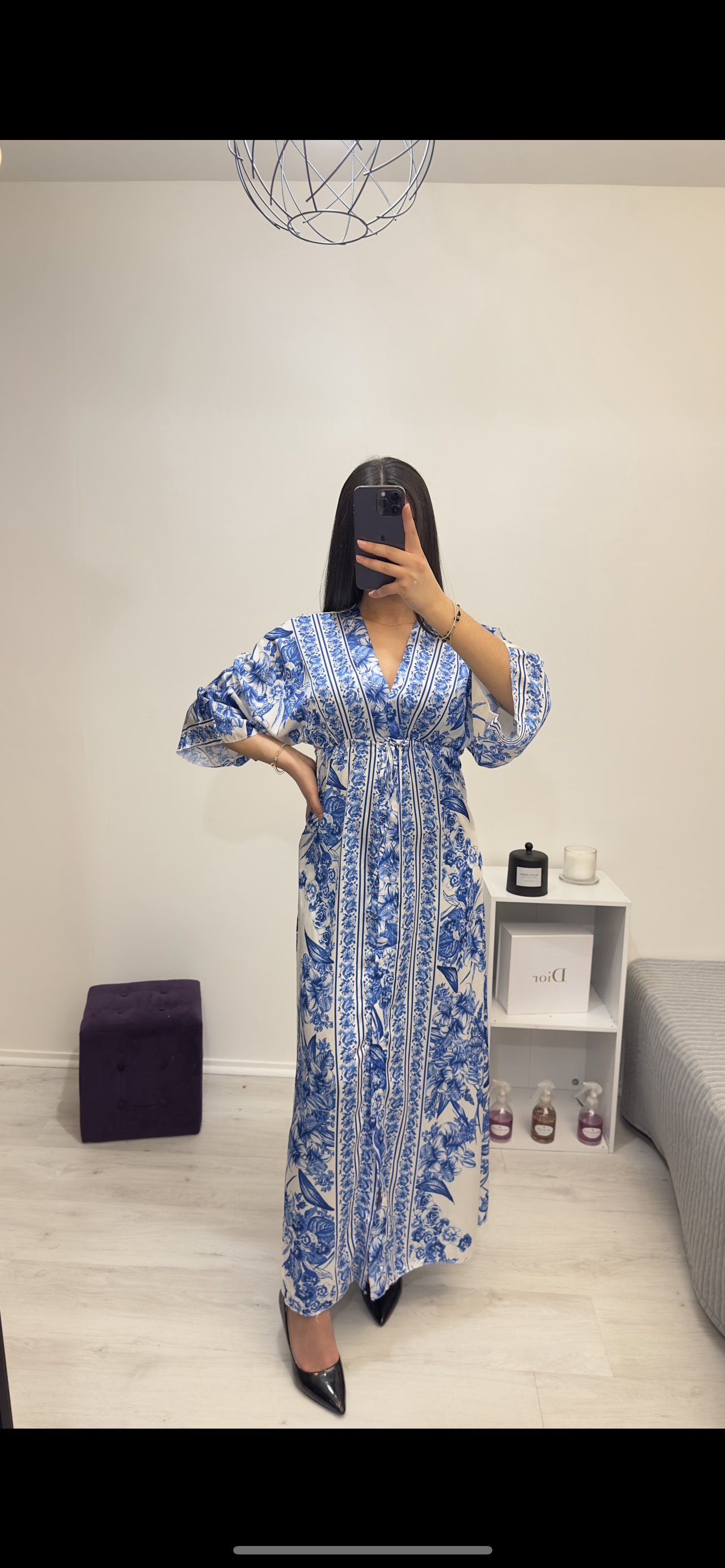 ROBE A FLEURS BLEUE