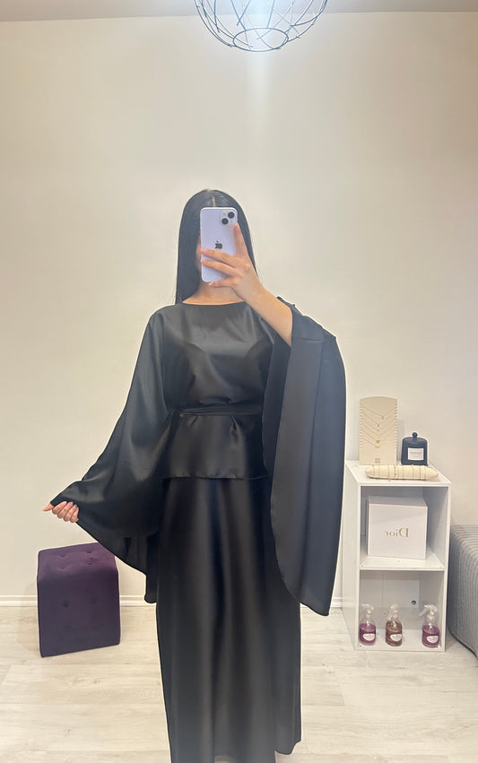 Abaya manches chauve-souris noir